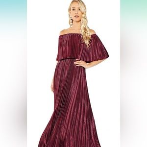 Milumia Women's Off The Shoulder Layered Ruffle Nurse Maternity Maxi Dress